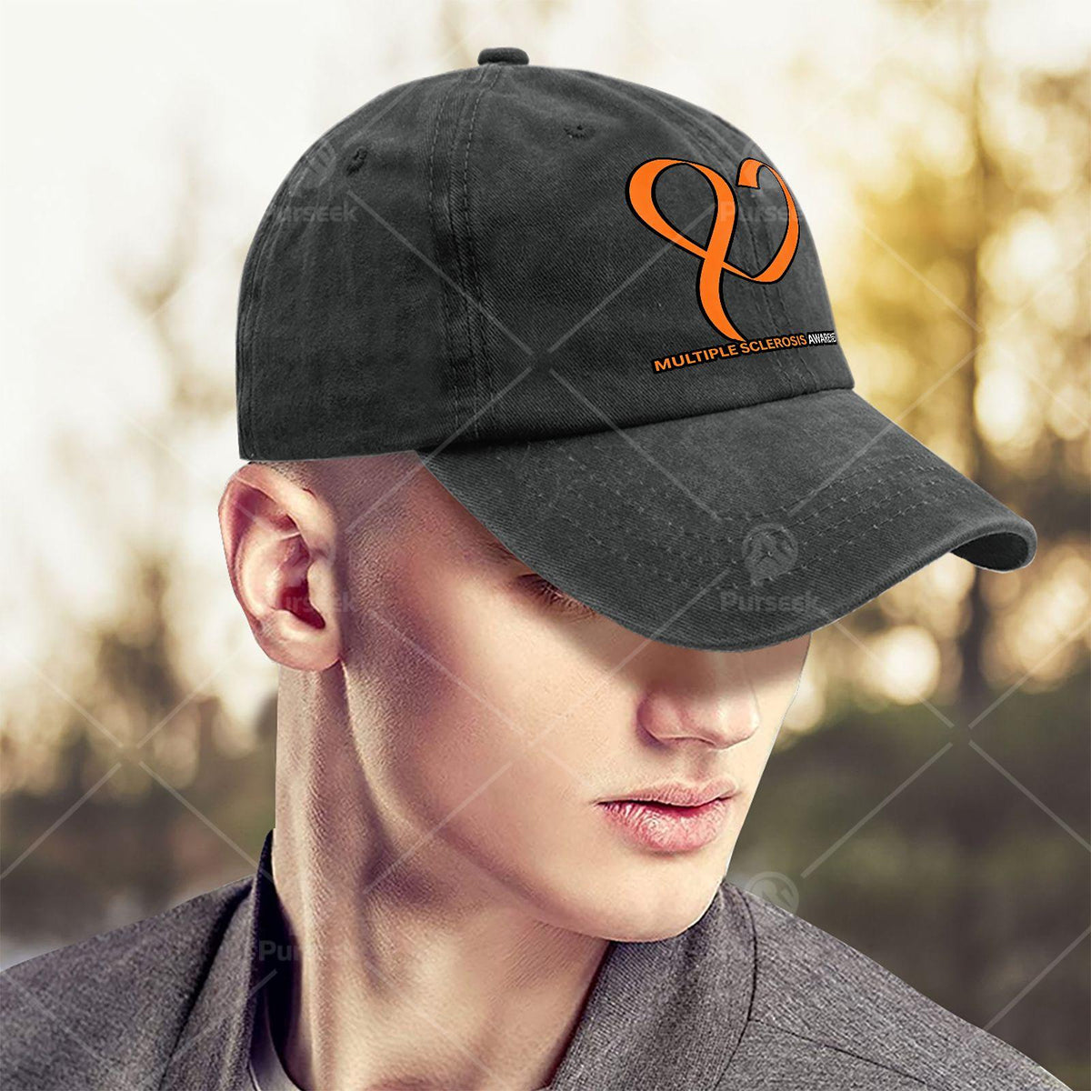 In March We Wear Orange Multiple Sclerosis Awareness MS Baseball Hat Unisex Low