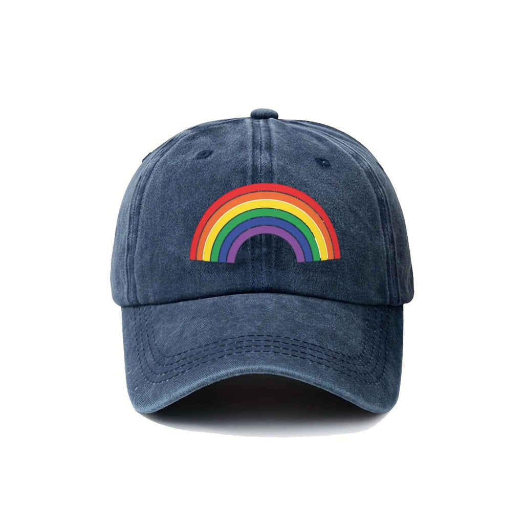 Colorful Rainbow Trendy Dad Hat with Soft Top Design, Street Culture Baseball Cap, Soft Fabric, Breathable And Comfortable, Outdoor Sports Sunshade Driving Hat