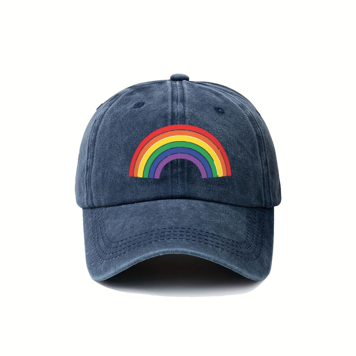 Colorful Rainbow Trendy Dad Hat with Soft Top Design, Street Culture Baseball Cap, Soft Fabric, Breathable And Comfortable, Outdoor Sports Sunshade Driving Hat