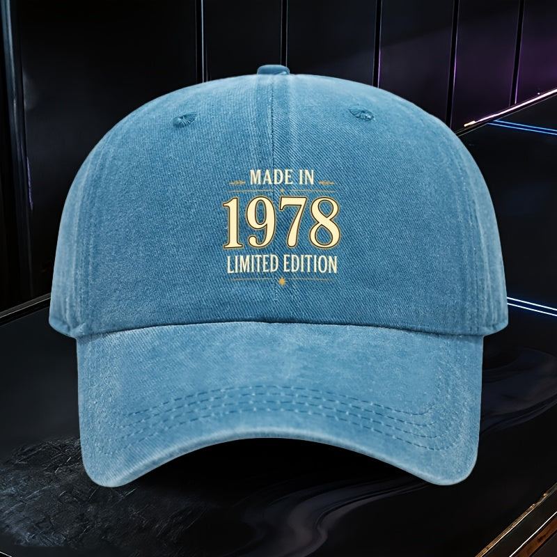 1 Adjustable Baseball Cap, Limited Edition 1978 Design, Lightweight Polyester Fiber Printed, Suitable for Outdoor Sports And Camping Enthusiasts, Fashion Couple Hat, Golf Hat, Trucker Hat, Trendy Baseball Cap, Youthful Wear
