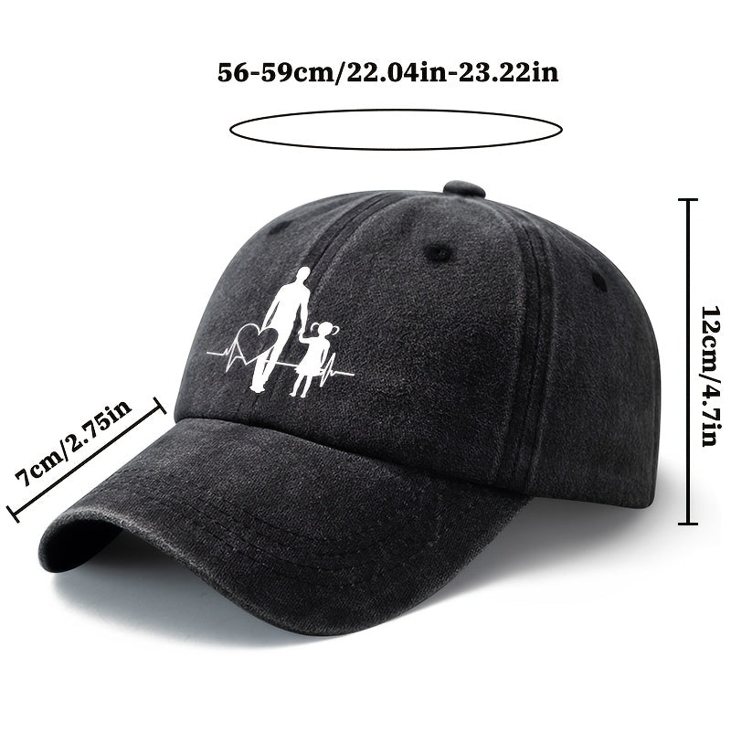 A Unisex Fashionable "Guardian Hand-in-Hand" Baseball Cap, Featuring a Classic Vintage Washed Lightweight Curved-brim Design. Suitable for Outdoor Vacations, Travel, Camping, and Other Casual Occasions. Also Works as a Hip-hop Cap for Holiday