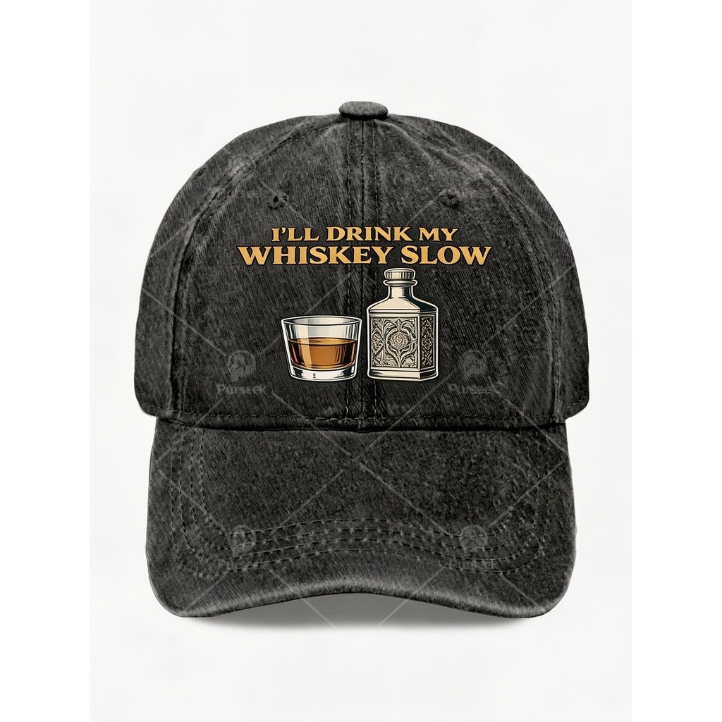 Vintage Whiskey Quote Hat for Men Women Casual Street Style Distressed Cap Perfect for Anniversary Gift