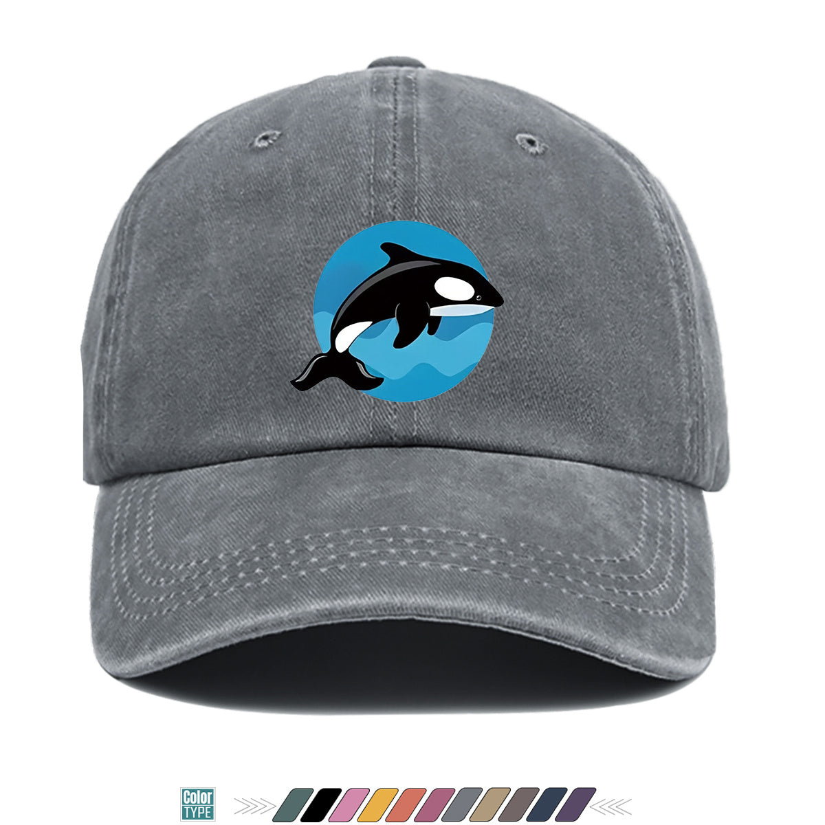 1pc Orca Leaping Over Waves Themed Printed Baseball Cap, Comfortable and Breathable Sun Hat, Stylish, , and Beautiful, Unisex Adjustable Baseball Cap, Casual Street Fashion Hat, Beach Vacation Sun Hat, Suitable for Outdoor Outings, Beach Parties