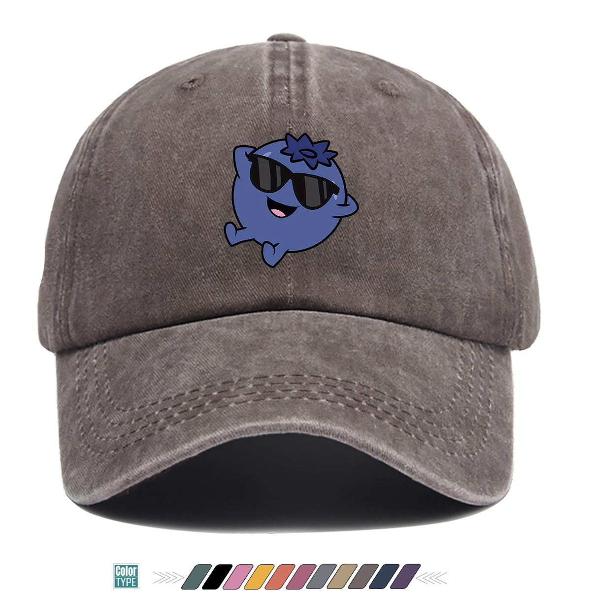 1pc Cartoon Blueberry Pattern Baseball Cap, Fun Sunglasses Flower Decoration, Comfortable And Breathable Sun Hat, Fashionable Cute Unisex Adjustable Dad Hat, Outing Hat, Best Friend Shopping Hat, Suitable for Picnics, Amusement Parks, Hiking