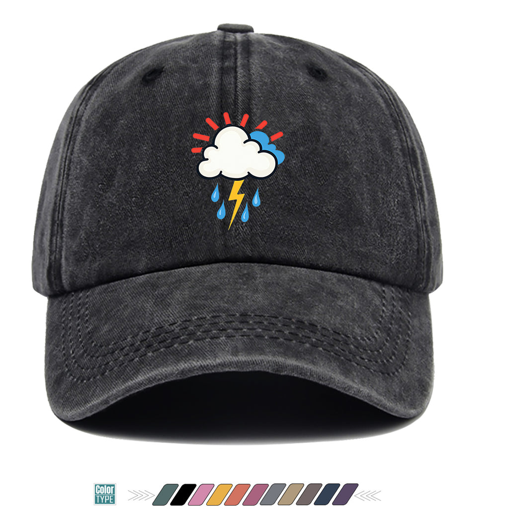 1pc 1pcs Unisex Adjustable Baseball Cap with Cloud Lightning Raindrop Print, Outdoor Sports Hat, Suitable for Daily Wear, Camping, Music Festivals, Cycling, Travel -  Gift for Men & Women, Birthday Present