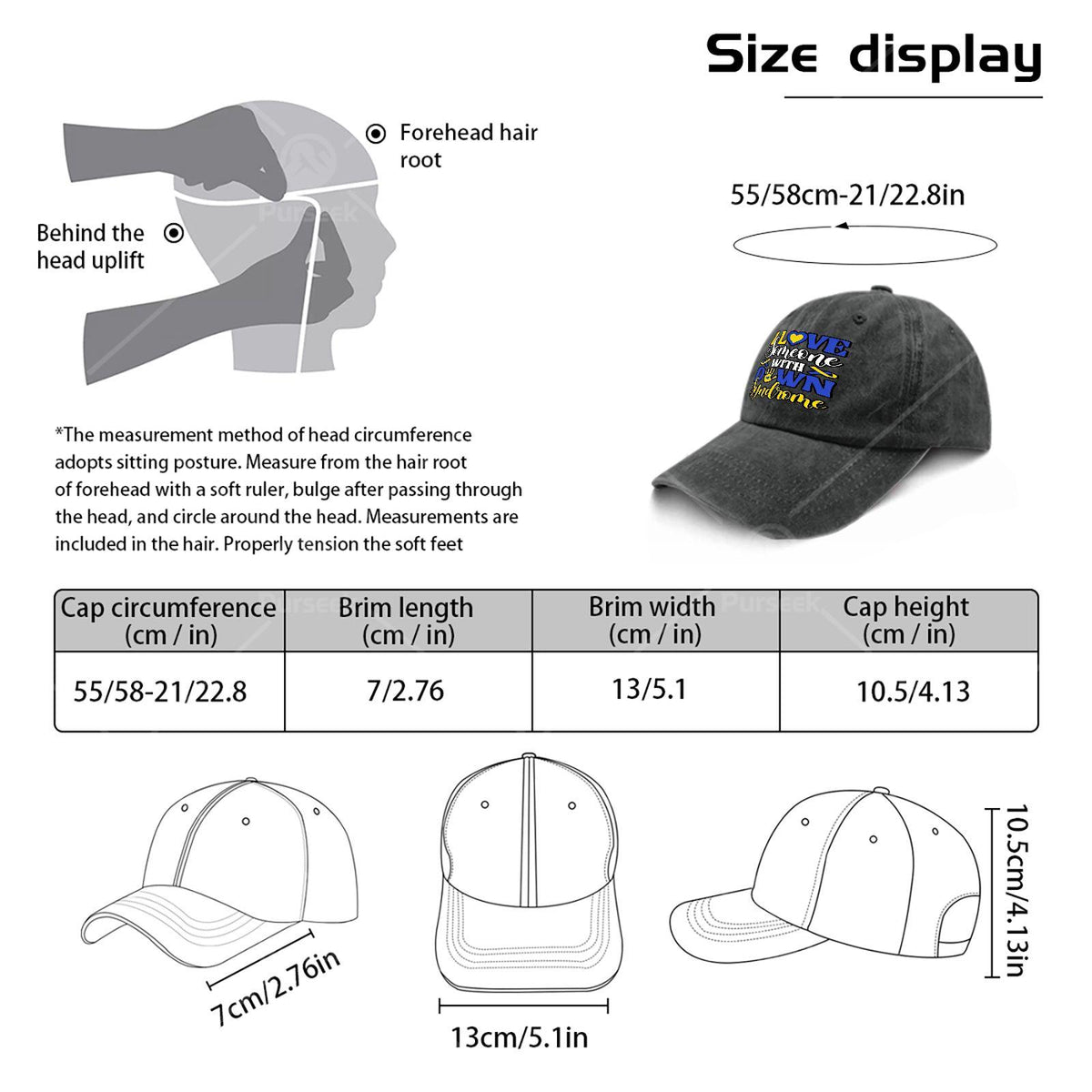 Unisex Baseball Featuring a Blue And Yellow Ribbon for Down Syndrome Awareness