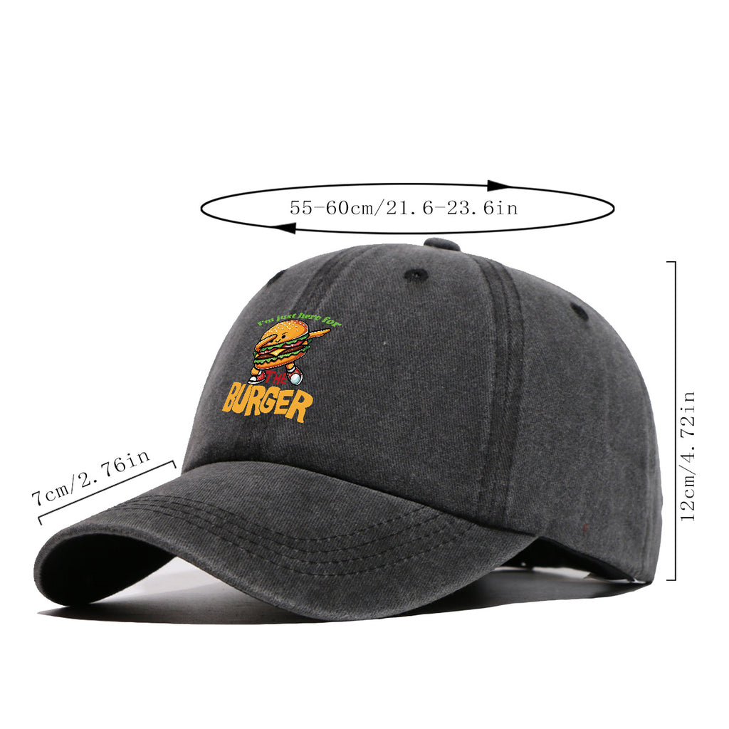 1pc 1pcs Hamburger Print Baseball Cap & Duckbill Hat Suitable for Outdoor Picnics, Travel, Parties, Daily Wear - Adjustable Unisex Breathable Sun Hat with Burger, Fun Gift for Men & Women, Creative Birthday Present for Hamburger Lovers