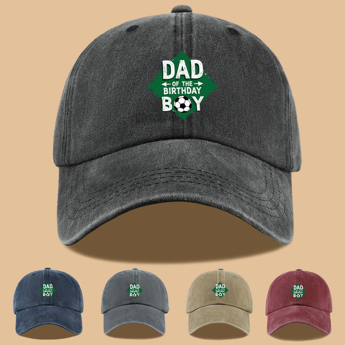 1pc Soccer Theme "DAD OF THE BIRTHDAY BOY" Print Baseball Cap Comfortable Breathable Sun Hat Fashionable Beautiful Men'S Casual Baseball Cap Adjustable Size Dad Activity Hat Outdoor Sun Visor Hat Suitable for Birthday Parties, Friend Gatherings