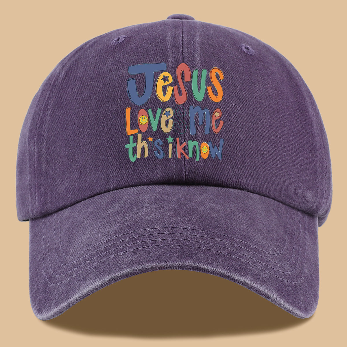 1pc Christian-themed Printed Baseball Cap with a Warm and Affectionate Design, Featuring Rounded, Cute, and Colorful Text. Lightweight, Comfortable, and Breathable Sun Hat with a Stylish, Simple, and Aesthetically Pleasing Look. Adjustable Size