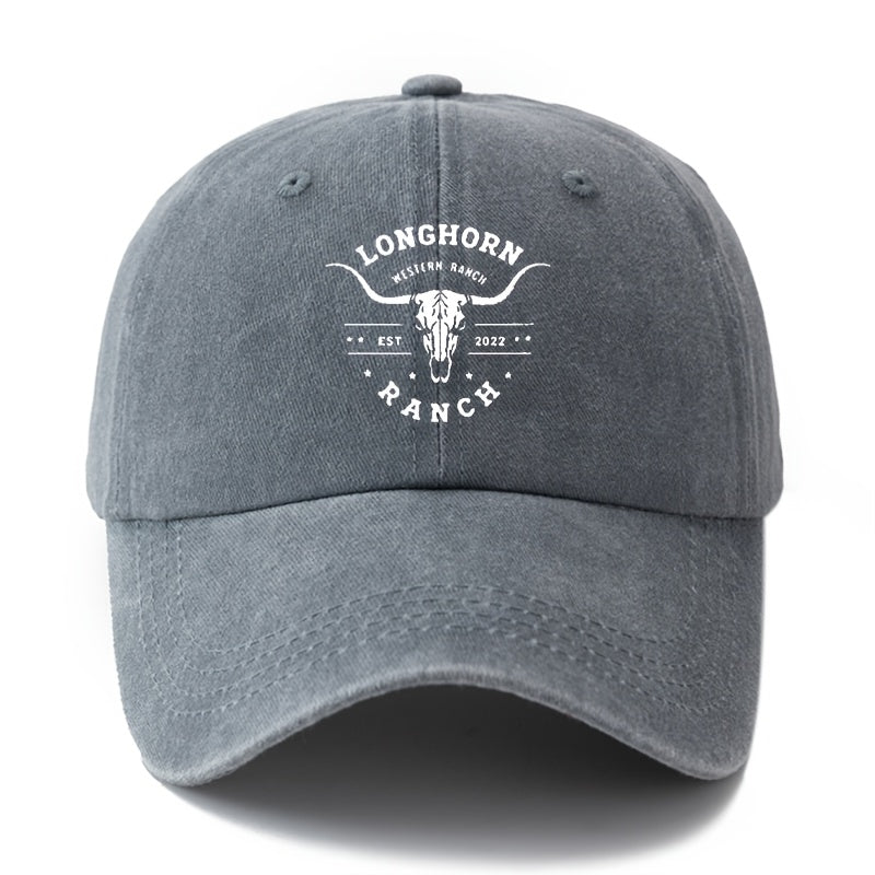Unisex LONGHORN Printed Retro Baseball Cap with Iconic - Lightweight Curved Brim Trucker Hat Suitable for Outdoor, Travel, Camping, Hip-Hop Style, Machine Washable for Men & Women, Casual Gift for Parties and Daily Wear