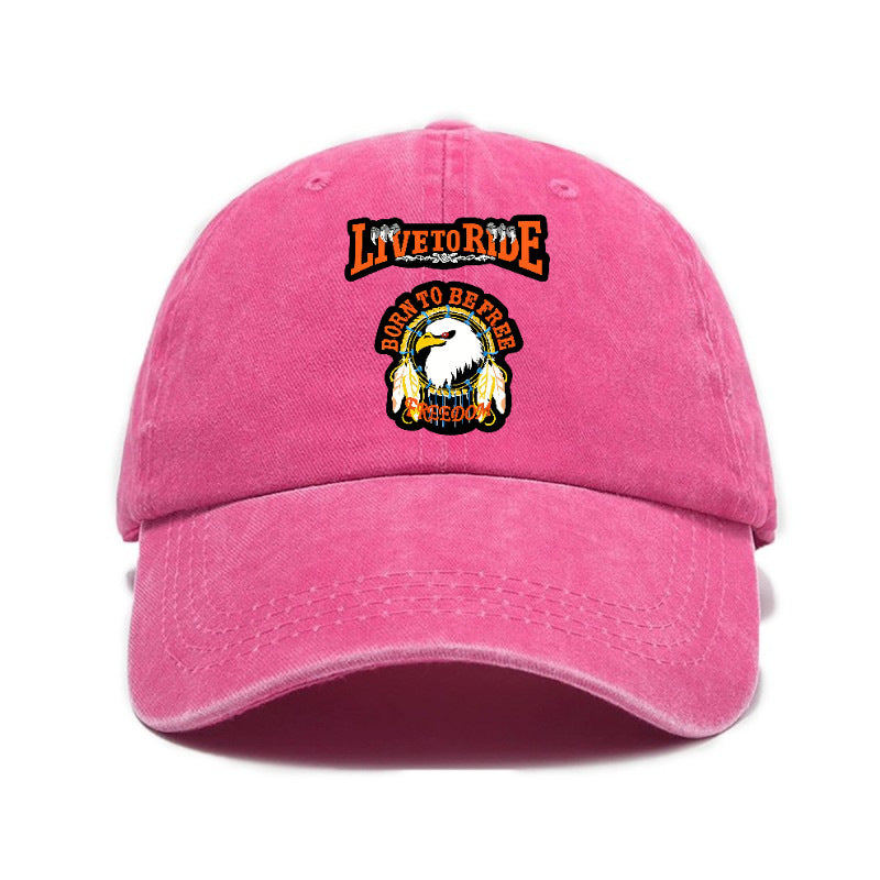 Fashionable and Versatile, This Printed Washed Distressed Soft-top Sun- Baseball Cap Is Designed for Cycling and Is Unisex
