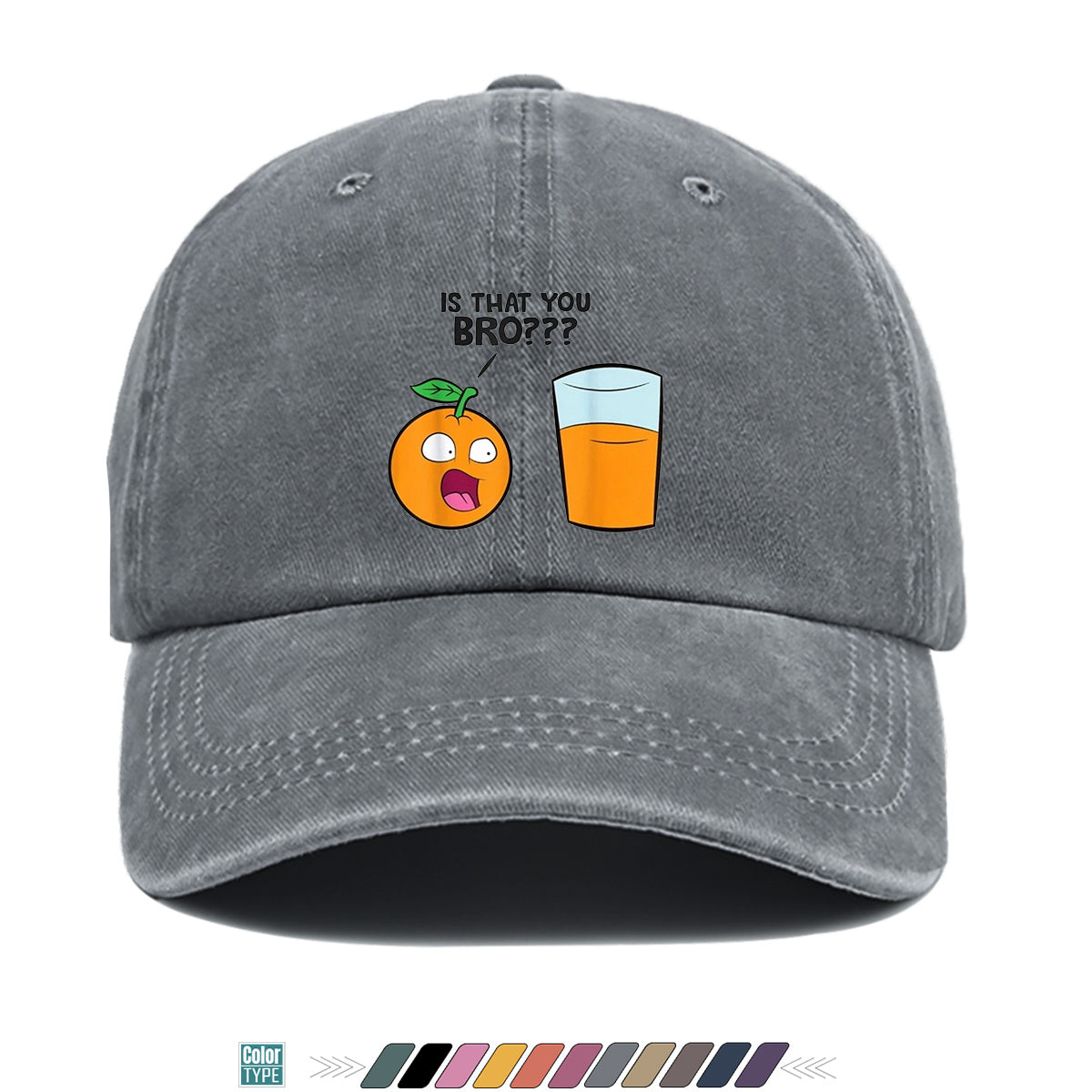 1pc Fun Surprised Orange Face & Juice Cup Print Baseball Cap - Adjustable Duckbill Sun Hat Suitable for Men & Women, Breathable Outdoor Cap for Parties, Travel, Gifts, Casual Wear with Surprised Face, Comfortable for Daily Use
