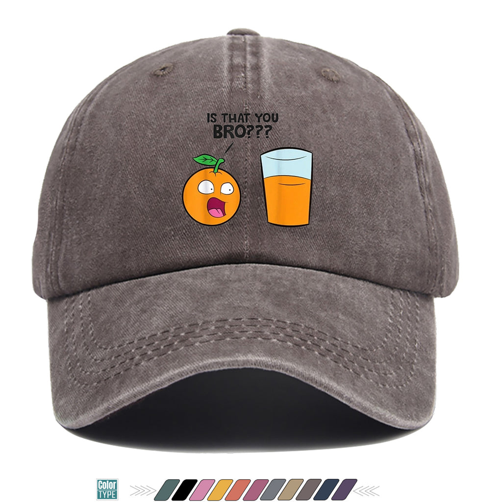 1pc Fun Surprised Orange Face & Juice Cup Print Baseball Cap - Adjustable Duckbill Sun Hat Suitable for Men & Women, Breathable Outdoor Cap for Parties, Travel, Gifts, Casual Wear with Surprised Face, Comfortable for Daily Use