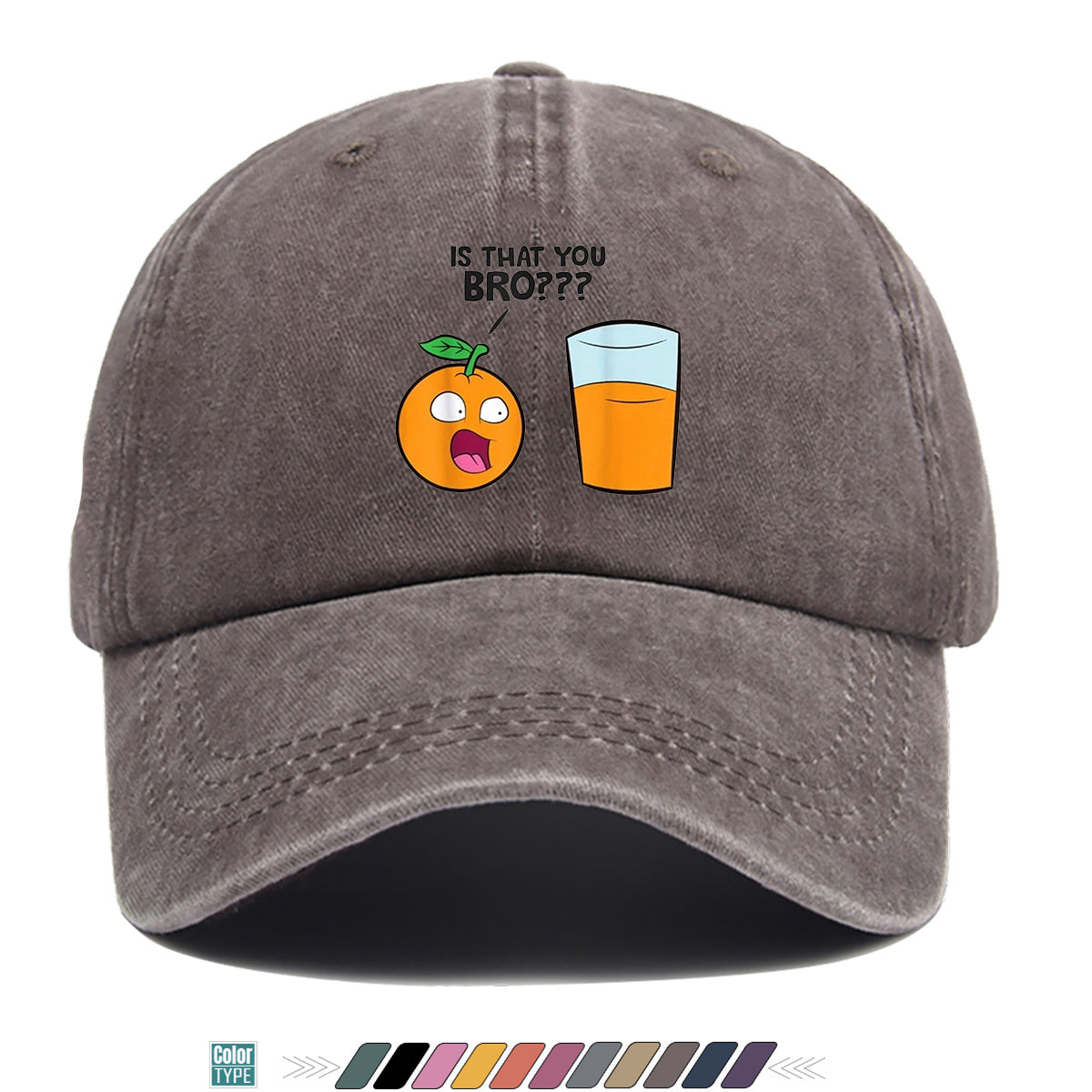 1pc Fun Surprised Orange Face & Juice Cup Print Baseball Cap - Adjustable Duckbill Sun Hat Suitable for Men & Women, Breathable Outdoor Cap for Parties, Travel, Gifts, Casual Wear with Surprised Face, Comfortable for Daily Use