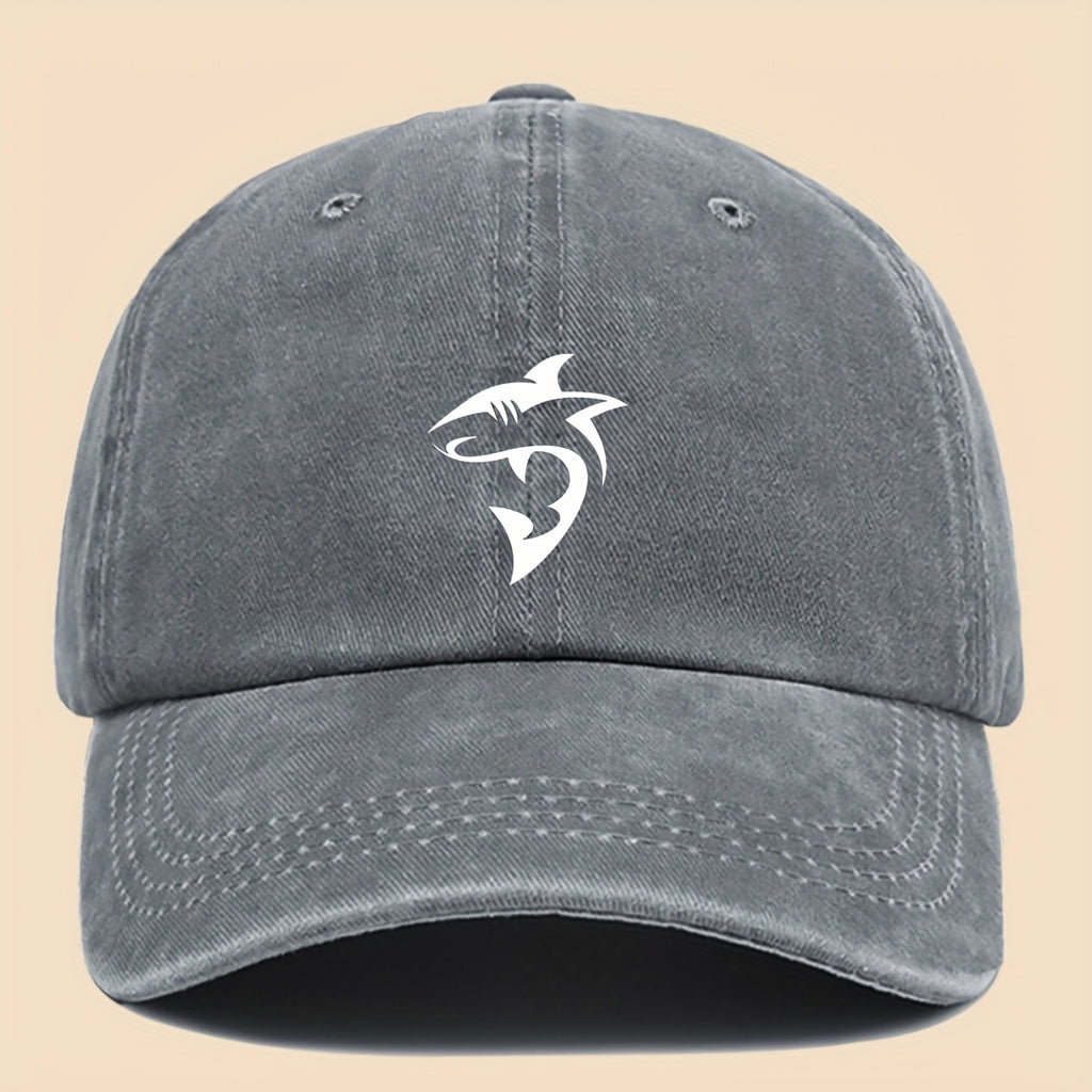 1 Unisex Ocean-themed Baseball Cap with White Shark Print- Breathable and Adjustable Dad Hat, Suitable for Skateboarding, Hiking, and Fishing| Fashionable Outdoor Accessories for Couples, Perfect Gift for Birthdays, Christmas, Halloween, Thanksgiving