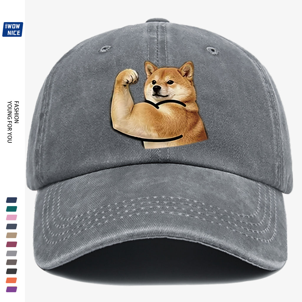 1pc Shiba Inu Muscle Arm Fun Print Baseball Cap Unisex Same Style Slimming Fashion Adjustable Size Street Trend Hat Daily Casual Hat Outdoor Hiking Hat Travel Outing Hat Party Styling Hat Versatile Duckbill Hat Festival Birthday Gift Ideal Choice Fo