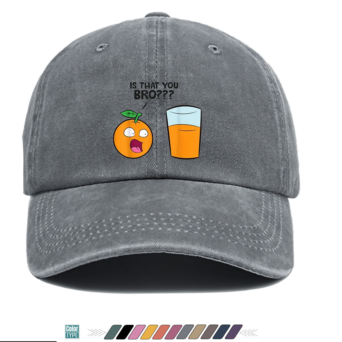 1pc Fun Surprised Orange Face & Juice Cup Print Baseball Cap - Adjustable Duckbill Sun Hat Suitable for Men & Women, Breathable Outdoor Cap for Parties, Travel, Gifts, Casual Wear with Surprised Face, Comfortable for Daily Use