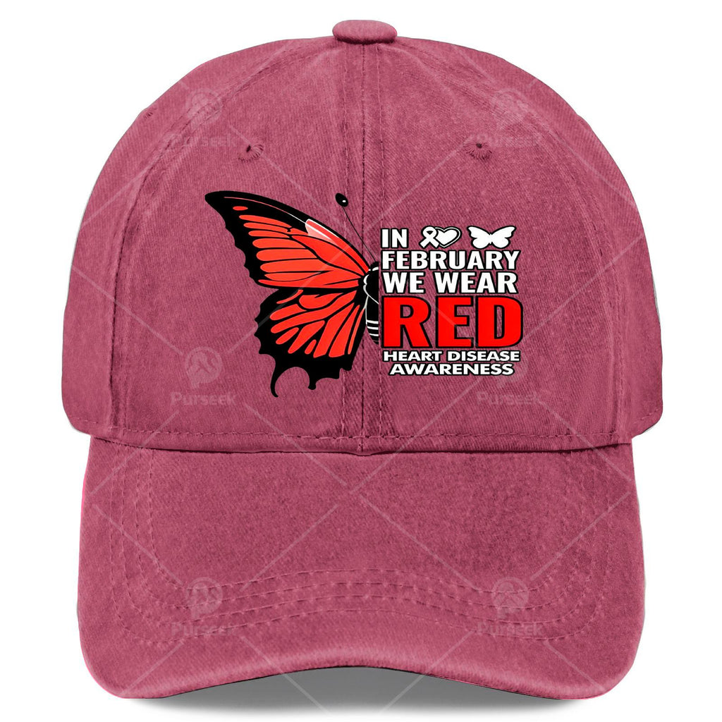 Men' & Women' Red Butterfly Heart Baseball Shirt - Unisex Pullover with Awareness Design, Machine Washable Sportswear Suitable for Casual Wear, Themed Events, and Everyday Outfits