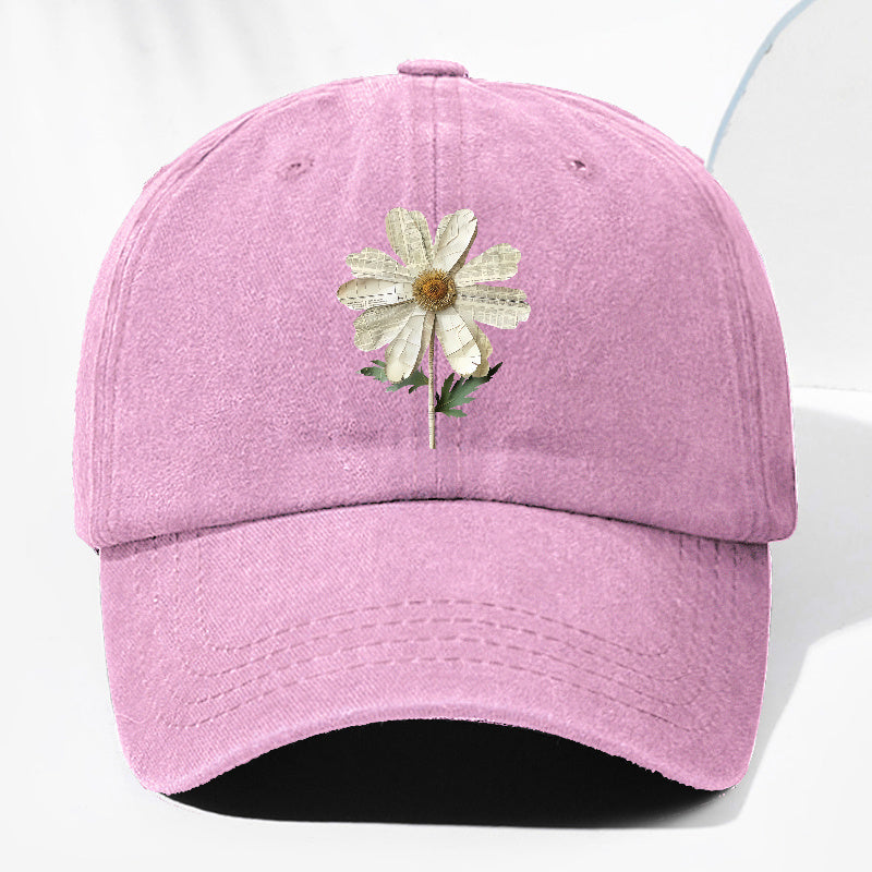 Unisex Floral Print Washed Vintage Baseball Cap Fashion Men Women Sun Hat Adjustable Size Trucker Cap Suitable for All Seasons Daily Wear