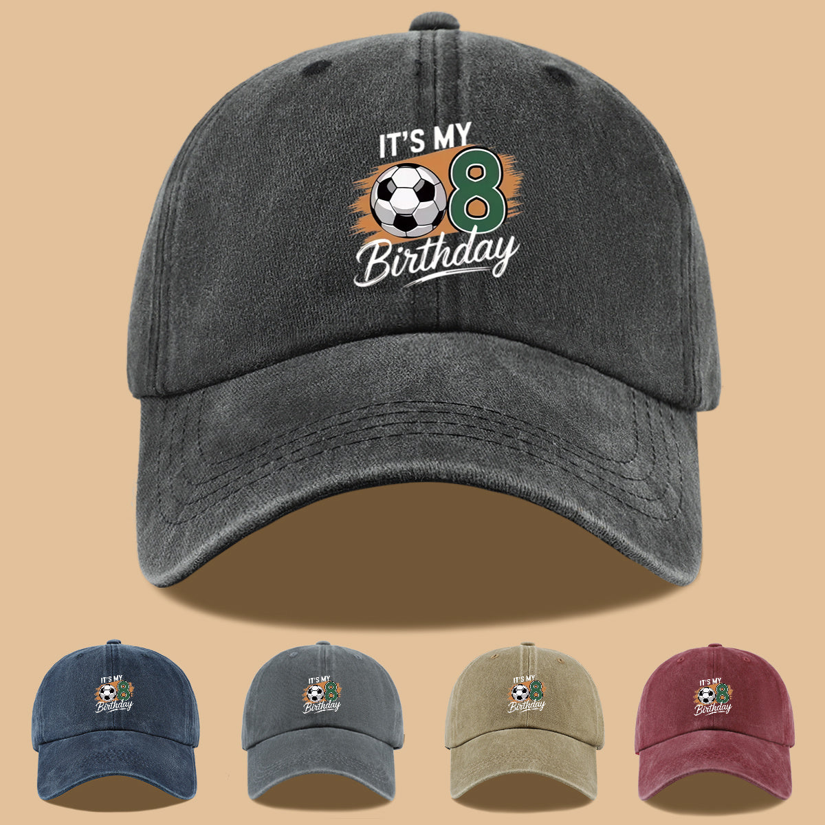 1pc Soccer-Themed Fun Number "8" Design Printed Baseball Cap, Comfortable and Breathable Sun Hat, Stylish and Simple, Unisex Baseball Cap with Adjustable Size, Trucker Hat, Beach Vacation Hat, Suitable for Outdoor Fishing, Cycling, Camping