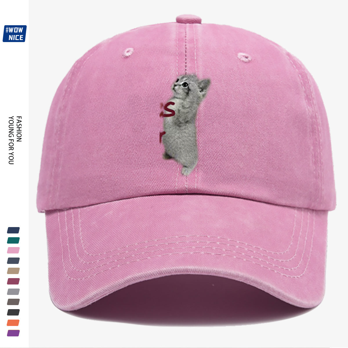 1pc "YES SIR" Text and Cute Kitten Print Baseball Cap, Unisex, Slimming Fit. Fashionable Casual Style, Adjustable Size. Suitable for Daily Outings, Shopping, Parties, Travel, and Outdoor Activities. Versatile and Practical, a Thoughtful Gift