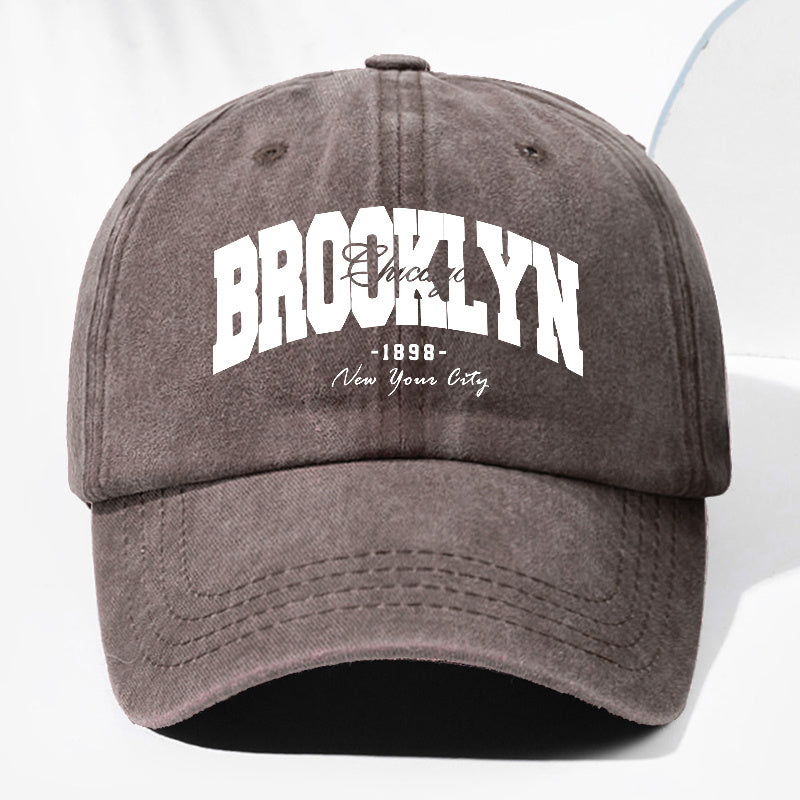 Unisex BROOKLYN1898 Letter Print Washed Vintage Baseball Cap Fashion Men Women Sun Hat Adjustable Size Trucker Cap Suitable for All Seasons Daily Wear