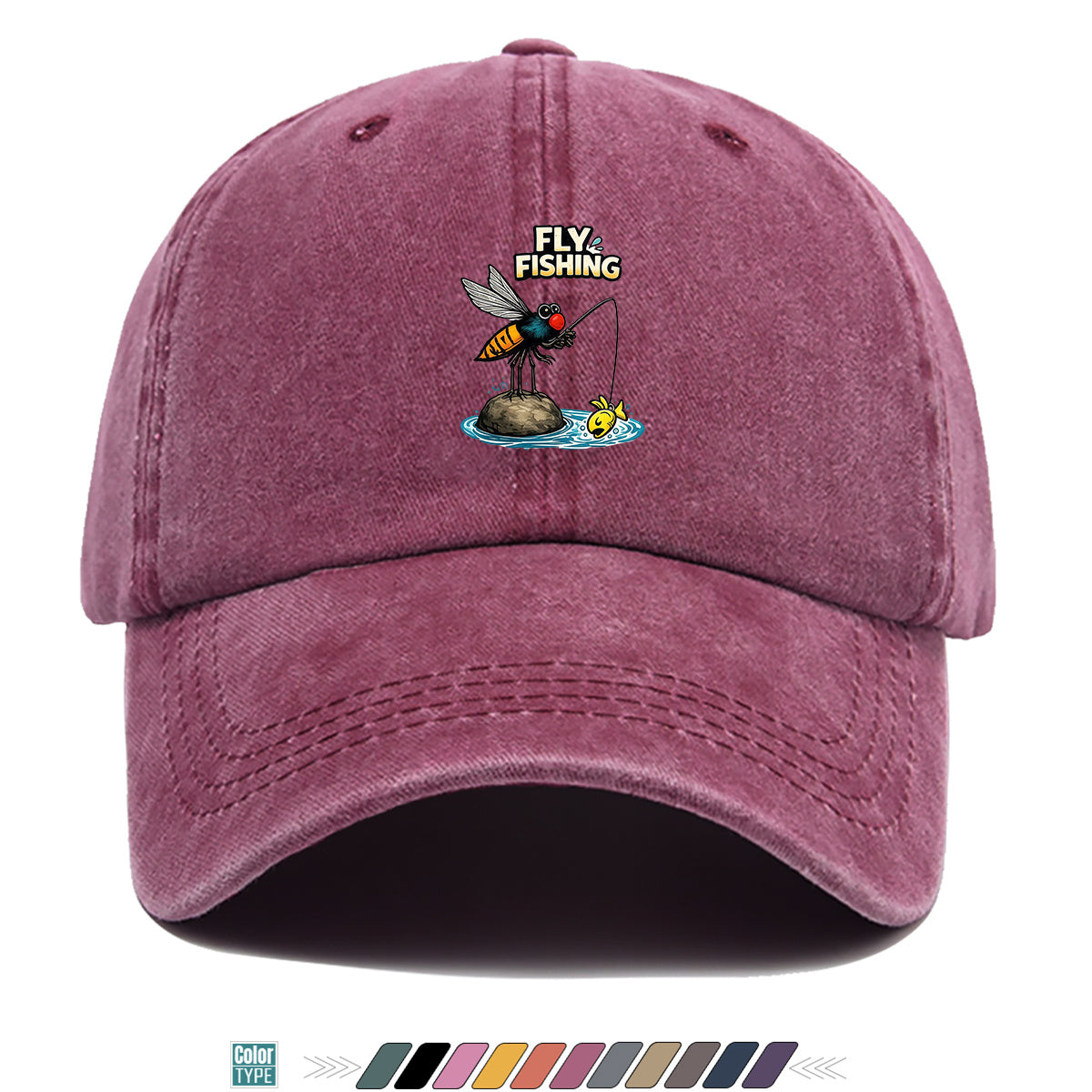 1pc Fun Insect Fishing Print Baseball Cap, Trendy Cartoon Pattern, Comfortable and Breathable Sun Hat, Stylish and  Unisex Design, Adjustable Size, Casual Streetwear Hat, Outdoor Fishing Hat, Travel and Vacation Hat, Versatile for Daily Outings