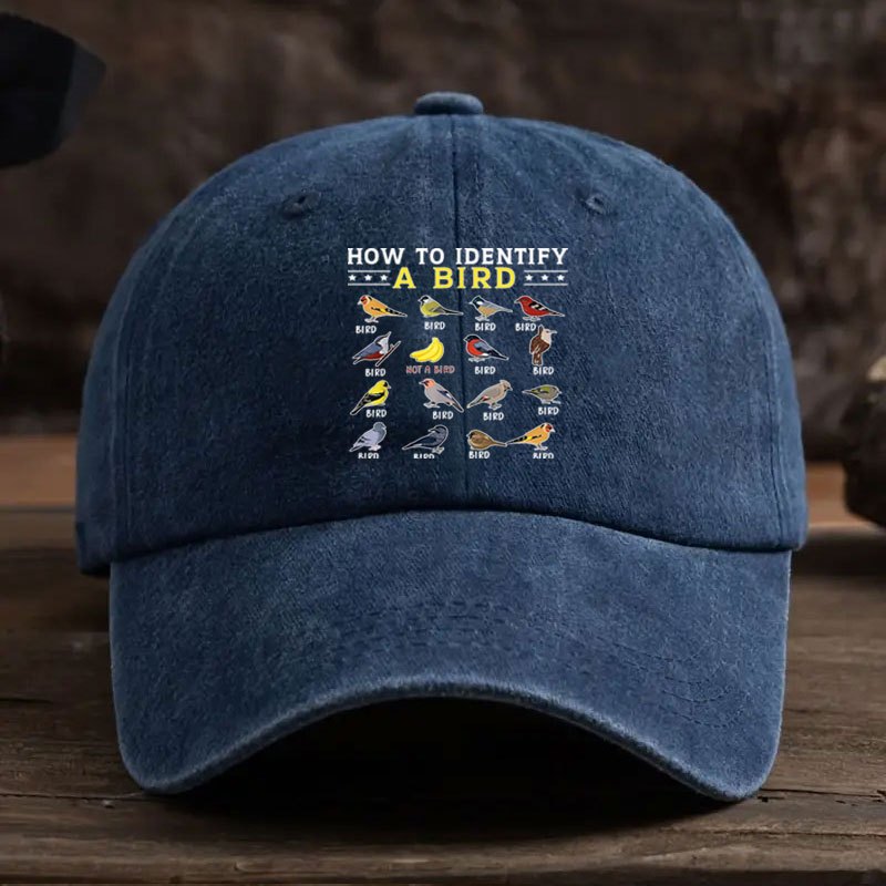Vintage Washed Distressed Baseball Cap with Bird Print & Curved Brim - Suitable for Outdoor Activities, Fishing, Camping, Casual Wear, Suitable for Park Strolls, Curved Visor Hat for and Daily Use