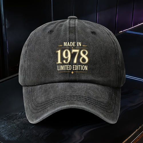 1 Adjustable Baseball Cap, Limited Edition 1978 Design, Lightweight Polyester Fiber Printed, Suitable for Outdoor Sports And Camping Enthusiasts, Fashion Couple Hat, Golf Hat, Trucker Hat, Trendy Baseball Cap, Youthful Wear