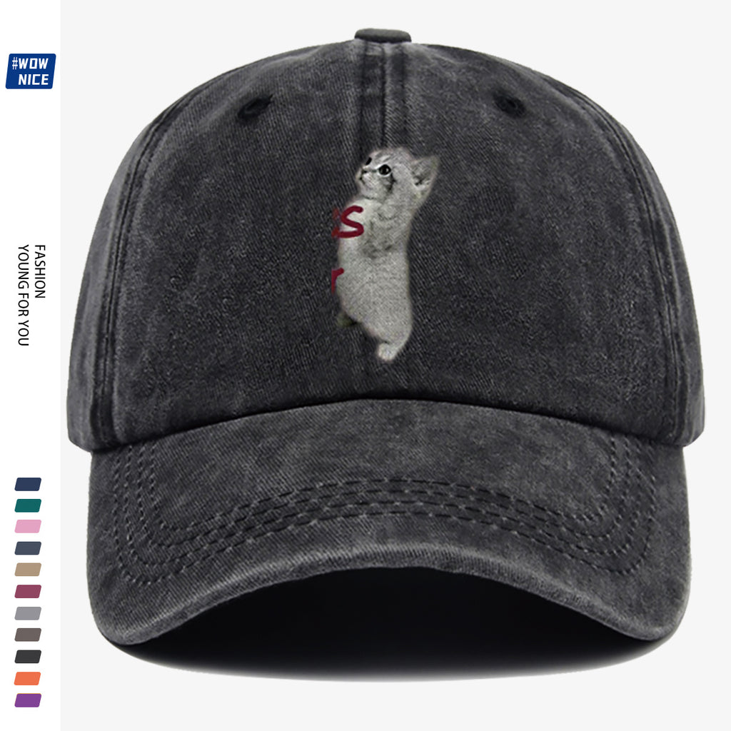 1pc "YES SIR" Text and Cute Kitten Print Baseball Cap, Unisex, Slimming Fit. Fashionable Casual Style, Adjustable Size. Suitable for Daily Outings, Shopping, Parties, Travel, and Outdoor Activities. Versatile and Practical, a Thoughtful Gift