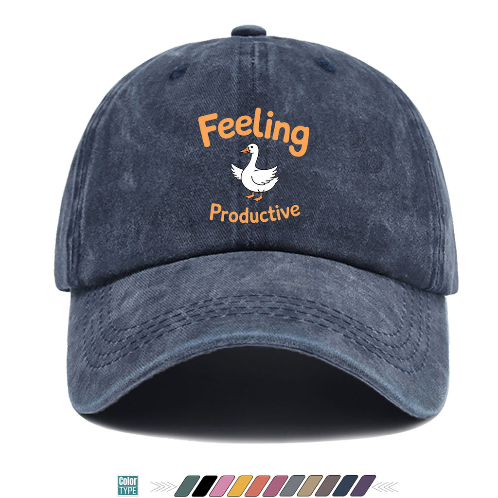 1pc Fun Duck "Feeling Productive" Printed Baseball Cap, Comfortable and Breathable Sun Hat, Stylish, Simple, and Beautiful, Unisex Adjustable Baseball Cap, Trucker Hat, Beach Vacation Hat, Suitable for Outdoor Fishing, Hunting, Vacations