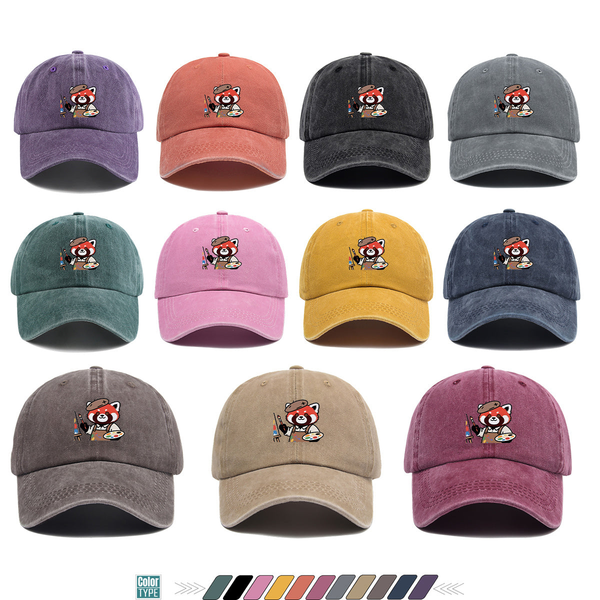 1pc Little Panda Painter Cap - Cute Panda & Brush Print Baseball Hat, Adjustable Duckbill Suitable for Outdoor Sketching, Museum Visits, Travel - Unisex for Men & Women, Creative Gift for Artists,, Birthday Present