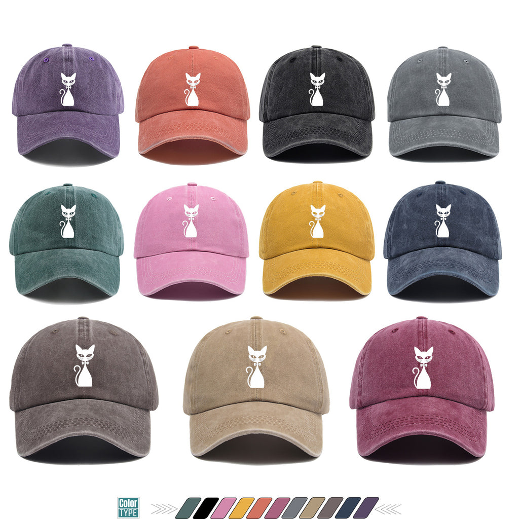 1pc Elegant White Cat Silhouette Printed Baseball Cap, Comfortable Breathable Sun Hat, Fashionable Easy Design, Unisex Adjustable Casual Versatile Duckbill Cap, Suitable for Daily Outings, Cafe Gatherings, Weekend Excursions, Girlfriends' Dates