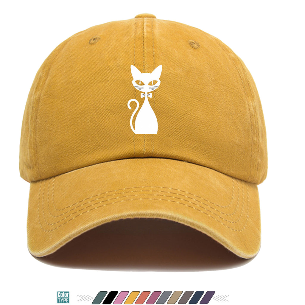 1pc Elegant White Cat Silhouette Printed Baseball Cap, Comfortable Breathable Sun Hat, Fashionable Easy Design, Unisex Adjustable Casual Versatile Duckbill Cap, Suitable for Daily Outings, Cafe Gatherings, Weekend Excursions, Girlfriends' Dates