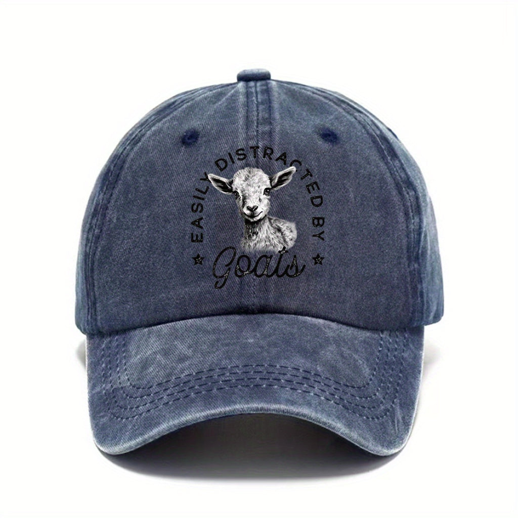 Washed Letter Print Baseball Cap - Adjustable, Sun-protective and Stylish for Outdoor Activities
