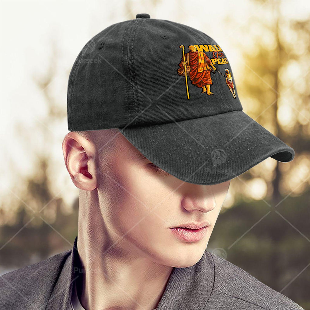 Peace Walking Monks and Aloka Dog Walk for Peace Baseball Hat Unisex Aesthetic
