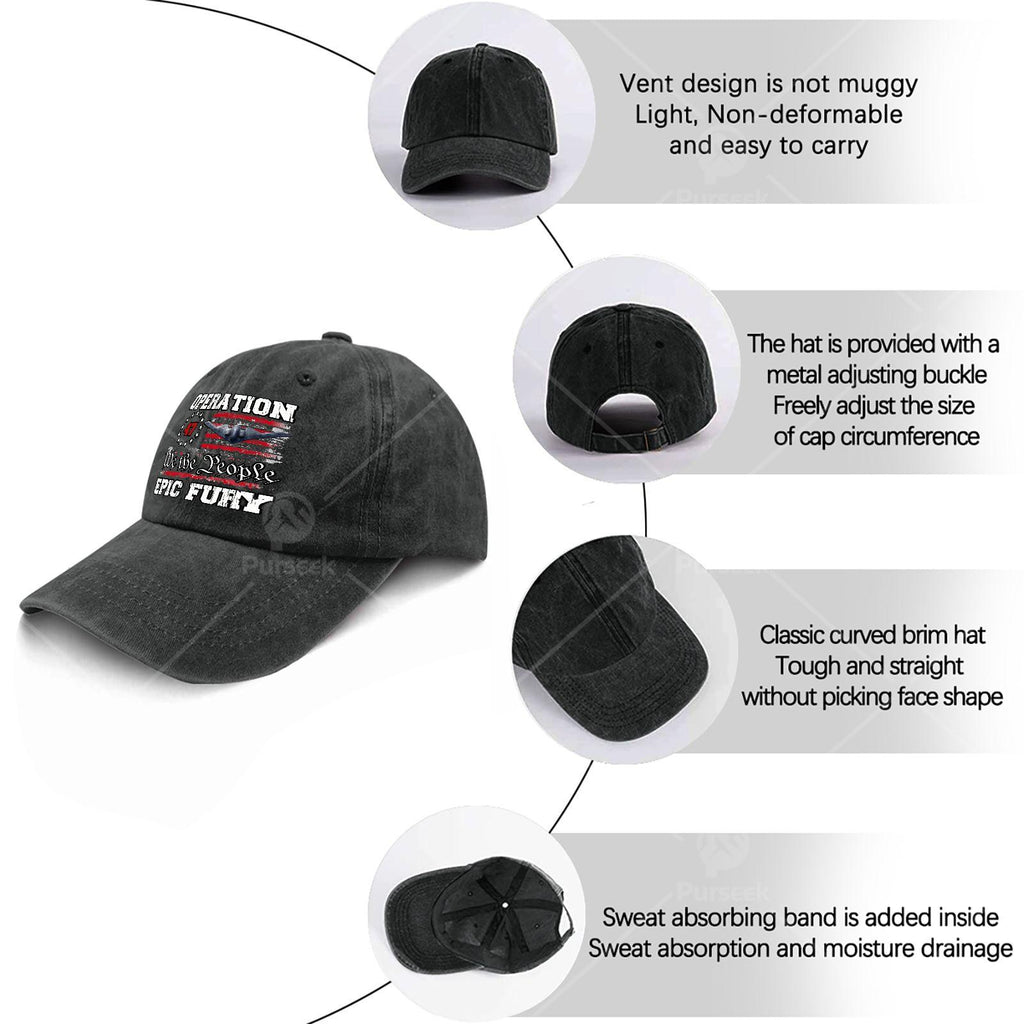 Vintage Washed Distressed Baseball Cap - Subtle All-Over Iconic Print, Lightweight And Suitable for Christmas, Gaming, National Day, And Everyday Wear, with an Iconic Rounded Crown Design