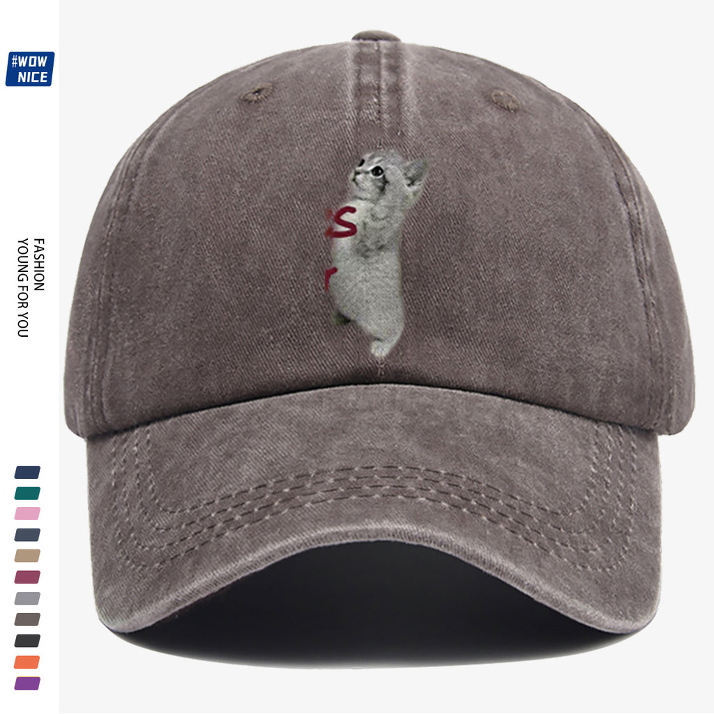 1pc "YES SIR" Text and Cute Kitten Print Baseball Cap, Unisex, Slimming Fit. Fashionable Casual Style, Adjustable Size. Suitable for Daily Outings, Shopping, Parties, Travel, and Outdoor Activities. Versatile and Practical, a Thoughtful Gift
