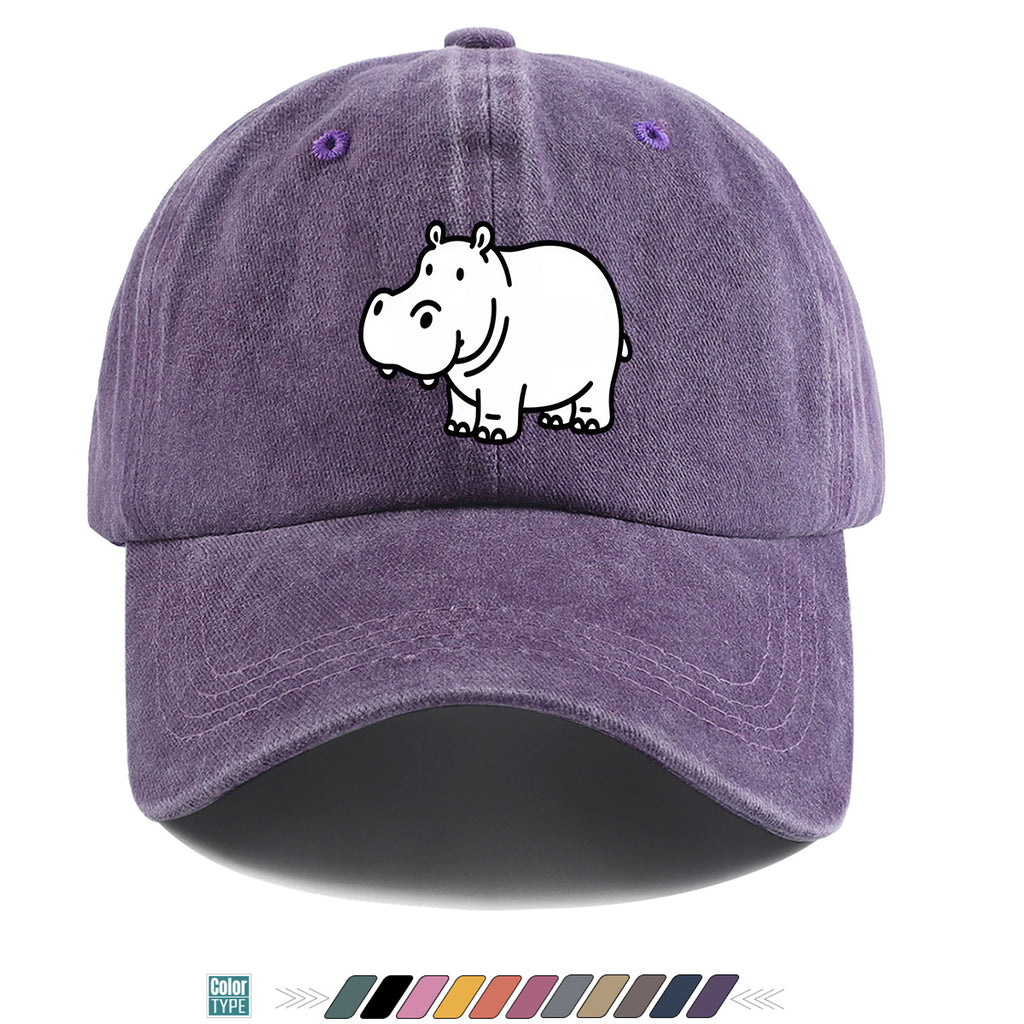 1pc Cartoon Hippopotamus Black And White Line Print Baseball Cap, Comfortable Breathable Duckbill Hat, Fashionable Cute Easy Unisex Adjustable Casual Daily Outing Hat, Vacation Hat, Bestie Couple Matching Hat, Suitable for Shopping, Picnic, Walking