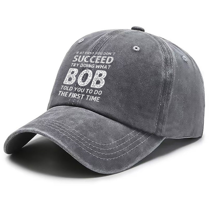 1 Bob Print Cap, Women's Hat, Men's Beach Hat, Washed Baseball Cap, Breathable Washed Cap, Adjustable DAD Cap, Suitable for Outdoor Activities and Parties, for Personal Use or as a Birthday Gift