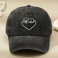 Men' & Women' Vintage Black Baseball Cap with Dog-Themed Heart Design - Adjustable Pull String Closure, Machine Washable Suitable for Casual Streetwear, Gifts for Pet Lovers, Casual Attire for Dog Owners