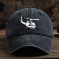 Vintage Helicopter Print Duckbill Cap - Distressed Washed Baseball Hat with Curved Brim, Soft Suitable for Outdoor Sports,, Camping, Streetwear & Hip-Hop Style - Retro Rock for Running and Mountaineering