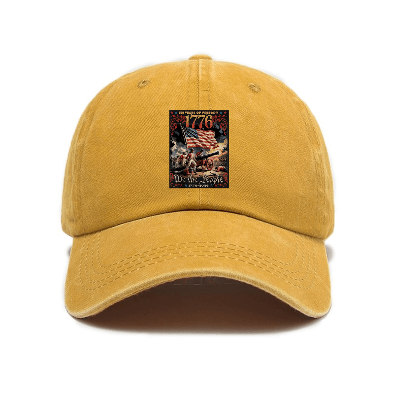 1776 American Elements Print Baseball Cap | Fashionable, Unisex, Casual Outdoor, Adjustable Buckle Closure, Hand Washable