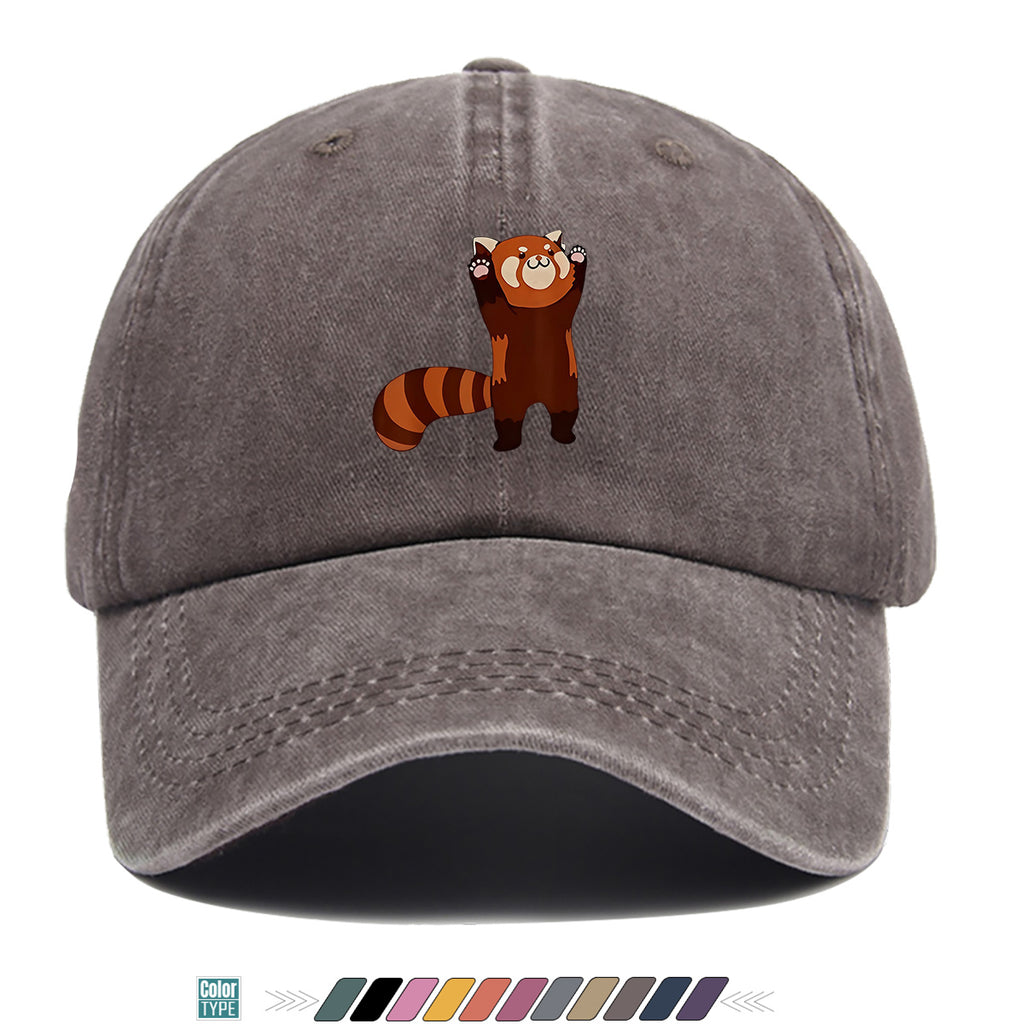 1pc Cartoon Red Panda Printed Baseball Cap, Cute Animal Pattern Sun Hat, Adorable Age-Reducing Fashion Hat, Unisex Adjustable Duckbill Cap, Couple Outing Hat, Casual Leisure Hat, Outdoor Play Sun Hat, Picnic Photography Hat, Bestie Matching Hat