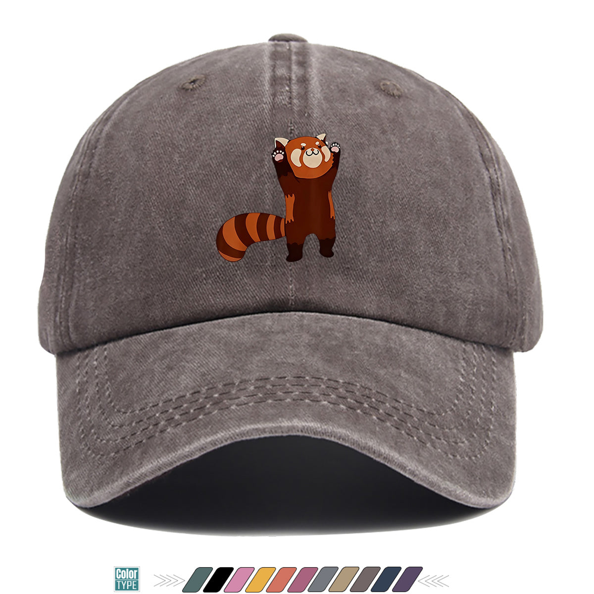 1pc Cartoon Red Panda Printed Baseball Cap, Cute Animal Pattern Sun Hat, Adorable Age-Reducing Fashion Hat, Unisex Adjustable Duckbill Cap, Couple Outing Hat, Casual Leisure Hat, Outdoor Play Sun Hat, Picnic Photography Hat, Bestie Matching Hat