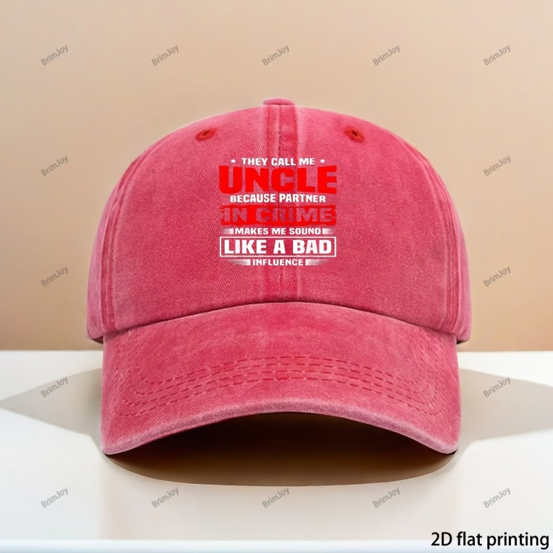 1 Vintage Baseball Cap | Adjustable, Unisex, Ideal for Outdoor Activities, \"Favorite Uncle\" Letter Print Pattern, Best Choice for Gift, Polyester, Mixed Color, Woven, Hand Wash