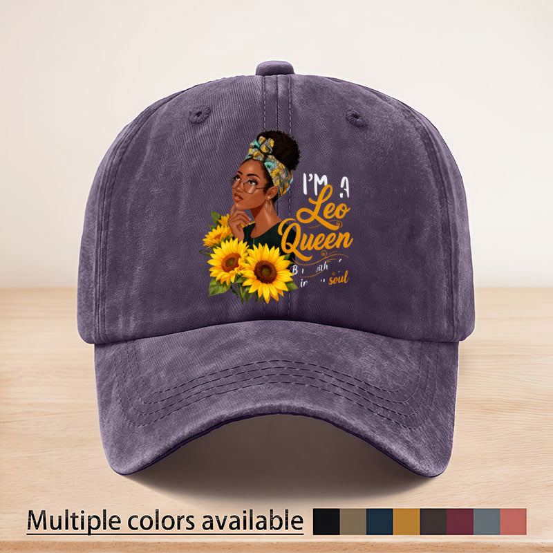 Stylish Leo Queen Sunflower Print Baseball Cap, Adjustable Strap, June 16th Anniversary Edition Baseball Cap, Suitable for All Seasons, Multi-purpose, Lightweight and Breathable, Ideal for Outdoor Sports, Fishing, Picnics, and Camping for Sun