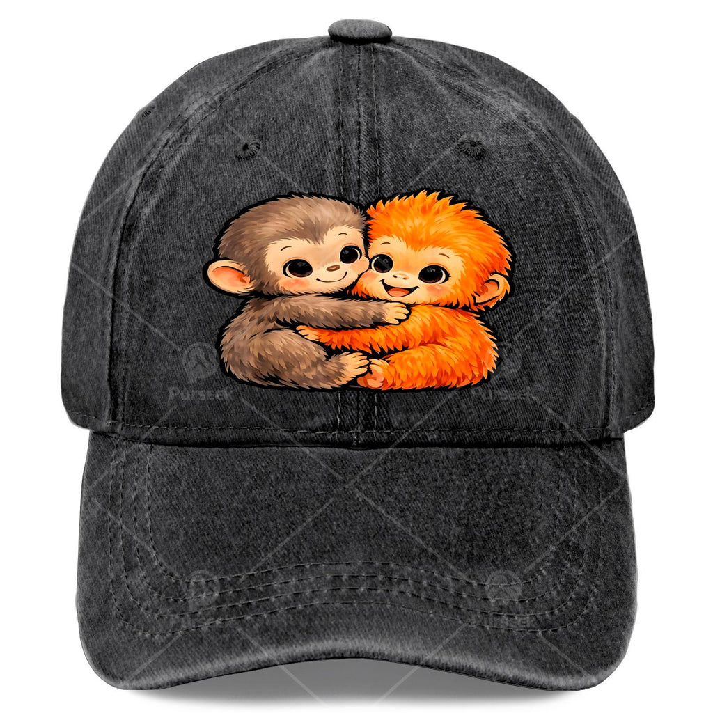 Tadanori Toya Plush Hug Baseball Cap - Vintage Full-Print Design, Suitable for Christmas, Gaming, And American Independence Day Events, Unisex Washable Monkey Baseball Cap, Lightweight Design (Hand Washable)