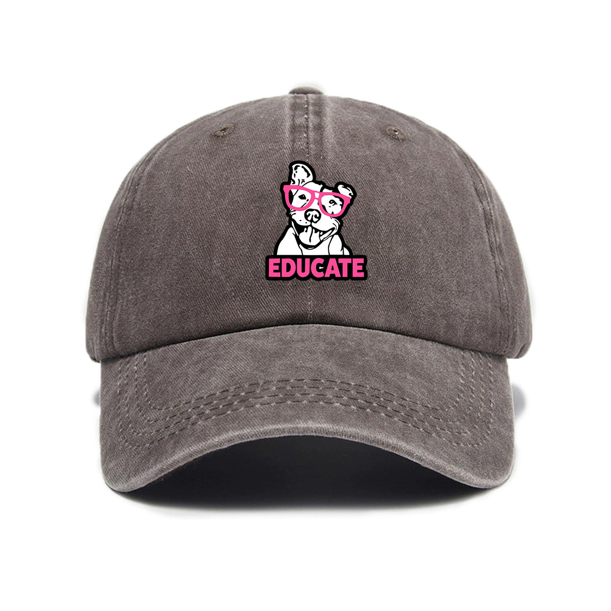 1 Washed Distressed Printed Baseball Cap for Adults, Trendy Hip-Hop Versatile Puppy Print Washed Distressed Soft Top Sun Baseball Cap, Unisex Baseball Cap