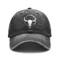 1pc Bull Skull Print Baseball for Men & Women - Vintage Washed Grunge Style Adjustable Unisex Hat with Bull Skull Graphic, Outdoor Casual Wear Suitable for Gifts, Bull Design